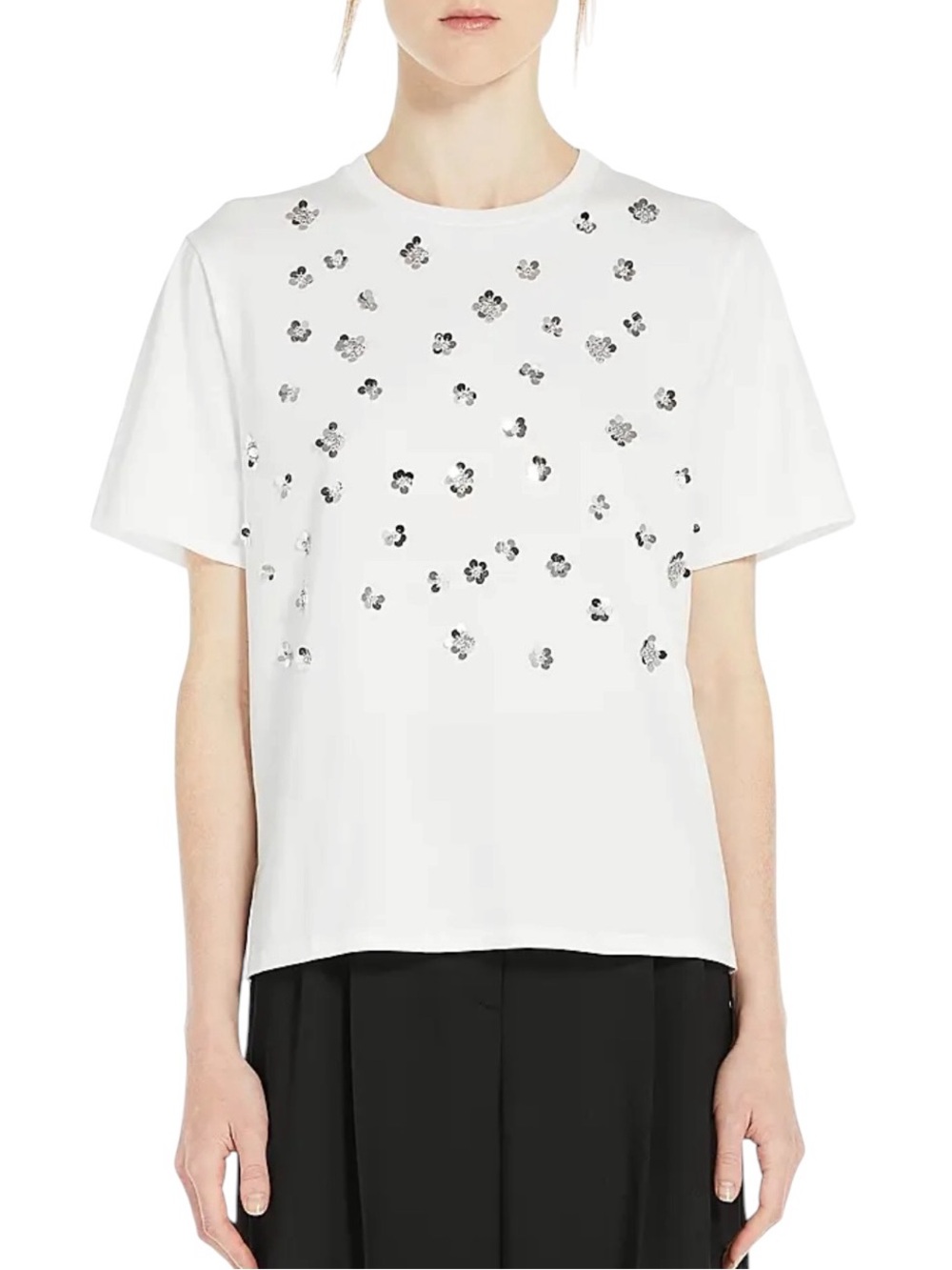 Maxmara Cabina cotton sequinned crew neck t-shirt size XS excellent condition